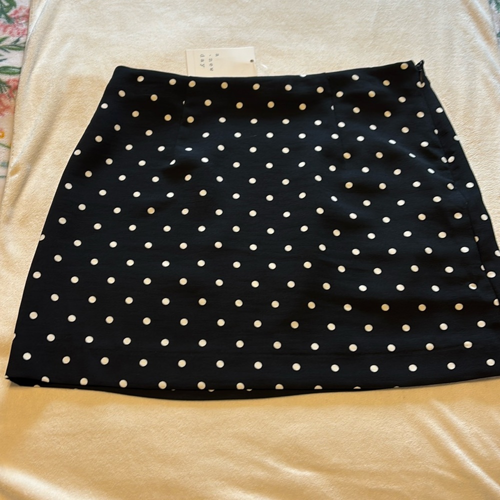 a new day Black Polka Dot Midi Skirt